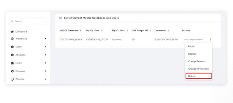 Process of Database Removal