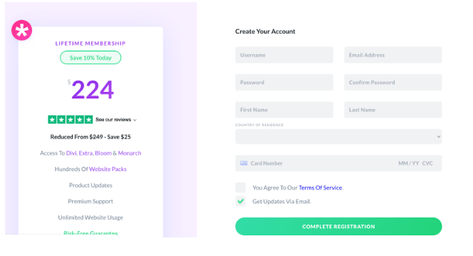 Divi discount code - Create an account