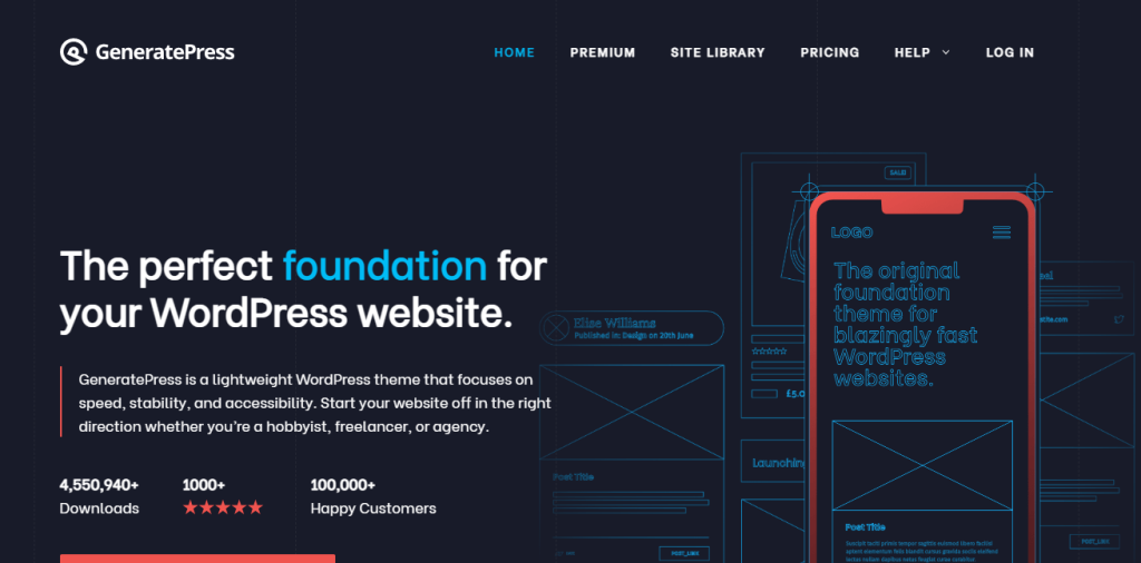 Fastest WordPress theme -GeneratePress 