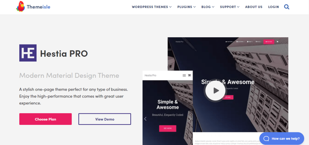 Fastest WordPress theme -Hestia Pro 