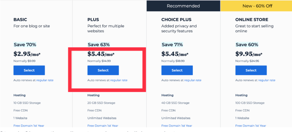 Bluehost Pricing 
