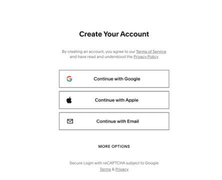 Create Account Squarespace