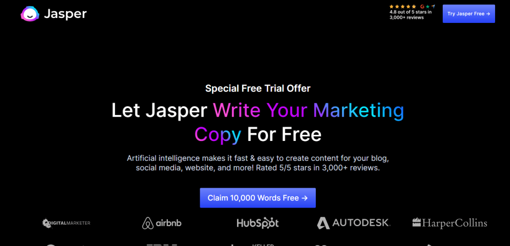 Jasper AI official page