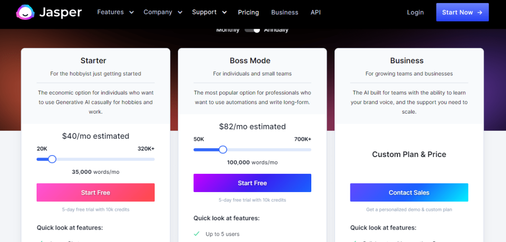 Jasper AI Pricing Details 